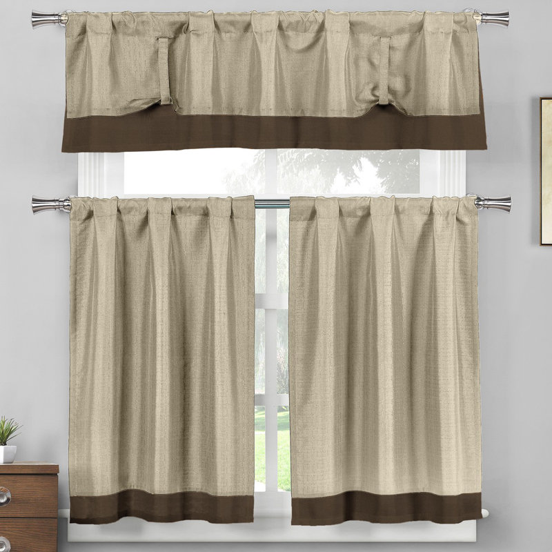 Gracie Oaks Francis 3 Piece Linen Kitchen Curtain Set & Reviews Wayfair